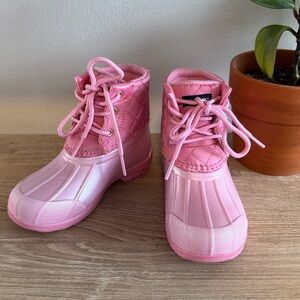 SPERRY Pink Snow Rain Duck Boots - Toddler Girls Size 9